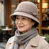 Autumn and Winter Middle-aged and Elderly Mother Wool Top Hat Retro Bow Bucket Hat Sergeant Thermal Basin Hat Mother-in-law Fashion Hat