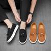 Мода 2025 Мужская повседневная обувь Натуральная кожа Мужская Классическая Высокое качество Нескользящие Кисточки Лоферы Замша Мужские Уличные Мокасины для вождения