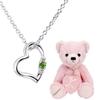 Natural Diamond Heart Necklace Teddy Bear Plush Toy Set May Emerald Pink Bear [Sears] Women's 1491-tdt-01-p5