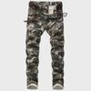 Мужские облегающие джинсы-стрейч с камуфляжным принтом - повседневные брюки цвета милитари-зеленый