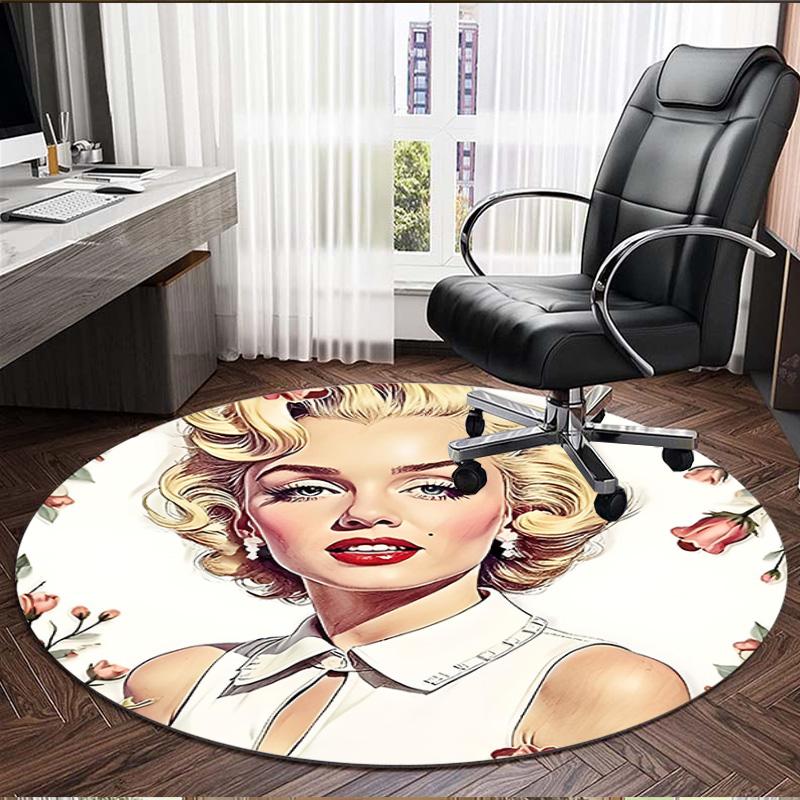 Marilyn Monroe Print Round Rug, Washable Floor Carpet, For Entryway Dorm Laundry Room Office Study, Home Decor Birthday Christmas Gift