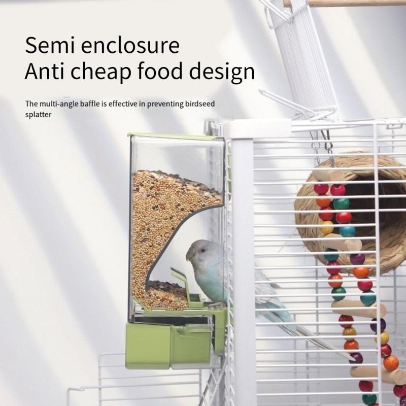 Clear Bird Feeders Reduced Waste Food Containers Cage Mount Food Dispensing Automatic Bird Feeders Large Capacity