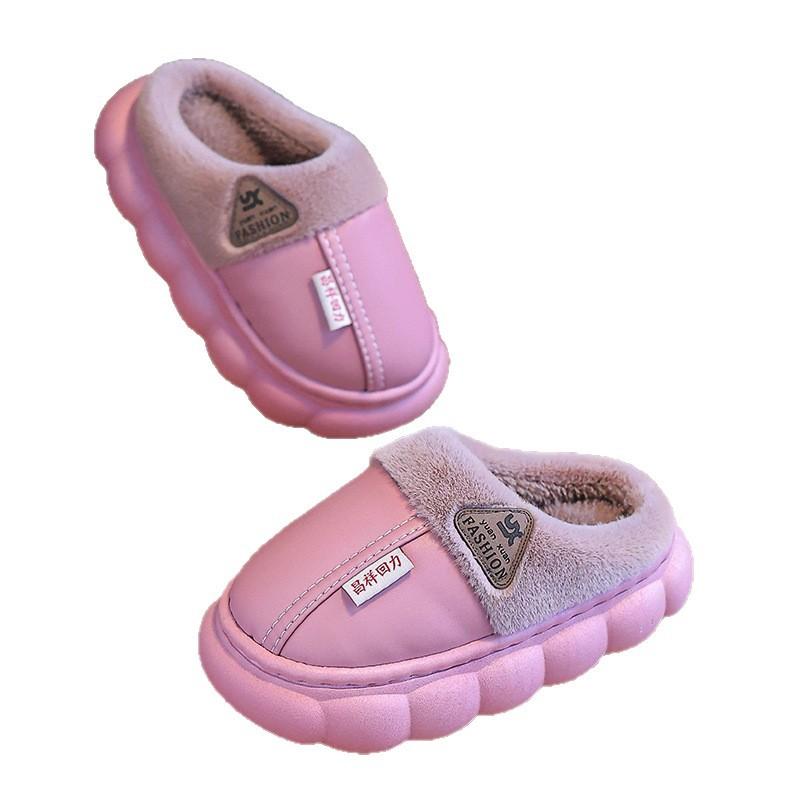 [Autumn Winter Kids Thick Sole Cotton Slippers Boys Girls Non Slip Warm Indoor Home Slippers]