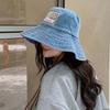 Wide-Brimmed Retro Fisherman Hat Sunshade Sun Protection Basin Cap Denim Bucket Hats  Women