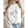 White T Shirt With Butterfly Face Print For Casual Wear