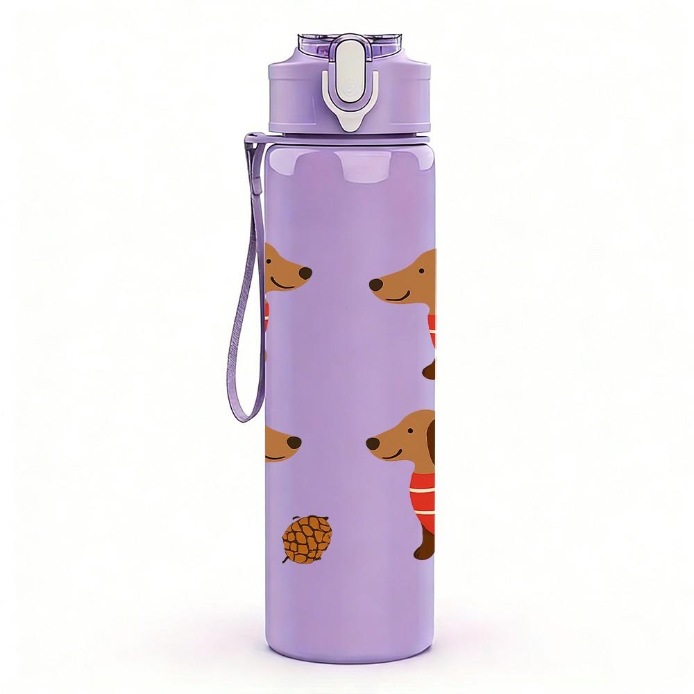 1PC Four Dachshund Sweater Costume 750ml Color Plastic Sports Water Bottle Leakproof Flip Straw Lid Suitable for Sports Office Home Use