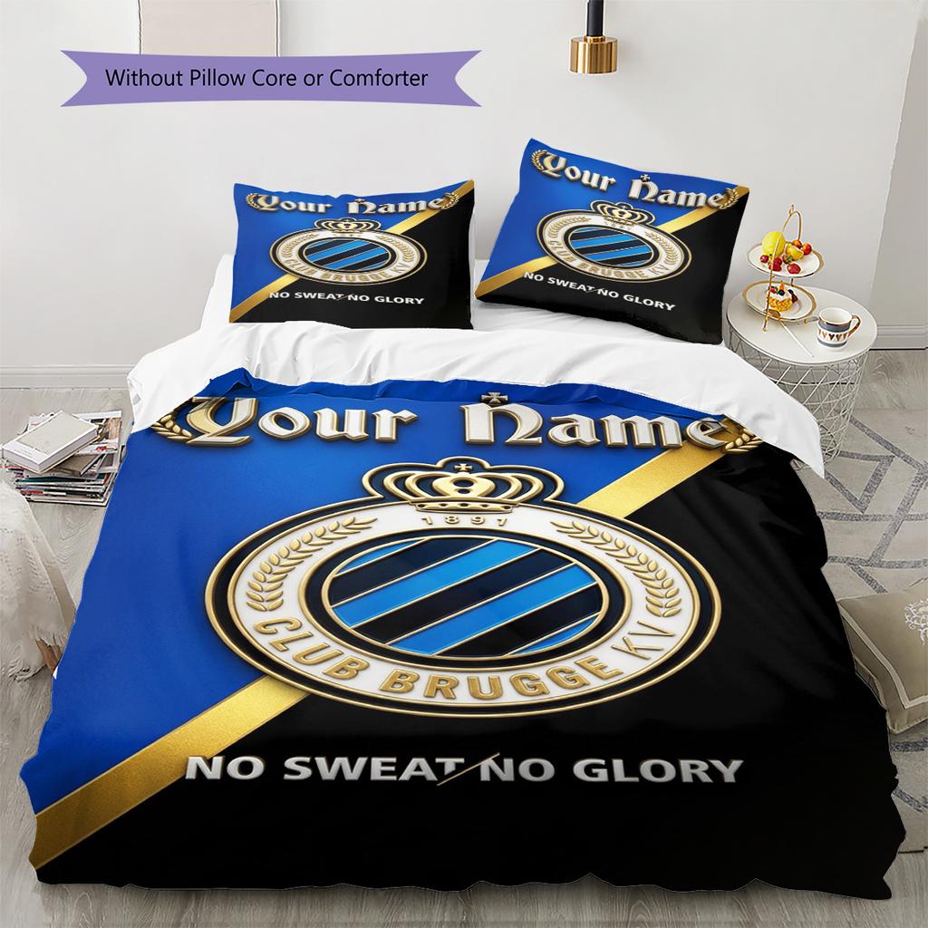 Name Custom Club Brugge Logo Pattern Bedding Set Quilt Cover Pillowcase Home Decor Gift (1 * duvet cover + 2 * pillowcase, without core)