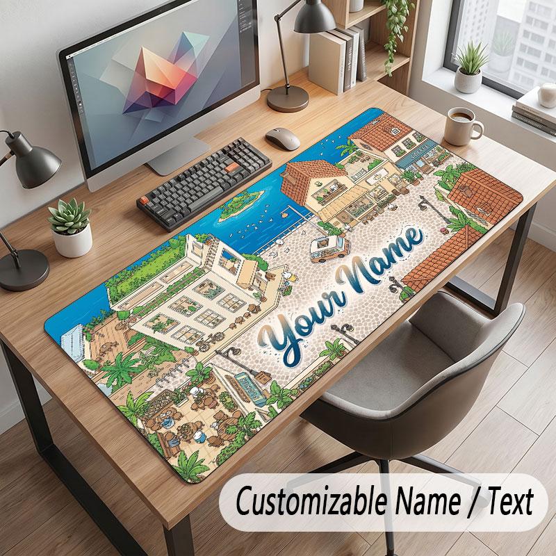 Octopus Sea Life Theme Customized Mouse Pad Personalized Print Name Text Desk Mat For Home Office Table Decor