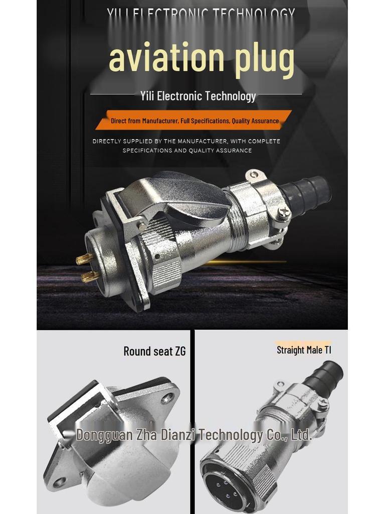 M16 10-Core Gold-Plated Aviation Plug 2-Pin Waterproof Flange Socket