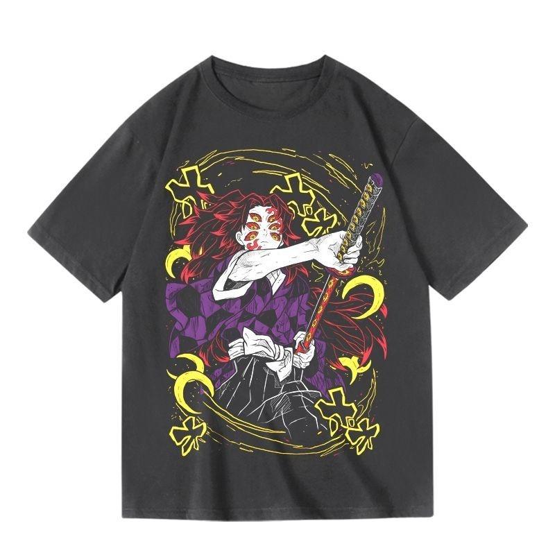 Japanese Demon Slayer Black Blood Black Death Mochi Animethemed Shortsleeved Summer Tshirt for Both Unisex and Women