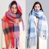 Autumn Winter Luxury Women Scarves 240*38cm Men Thickening Warm Scarf Rainbow Plaid Tassel Shawl Cashmere Imitation Fashion Wrap