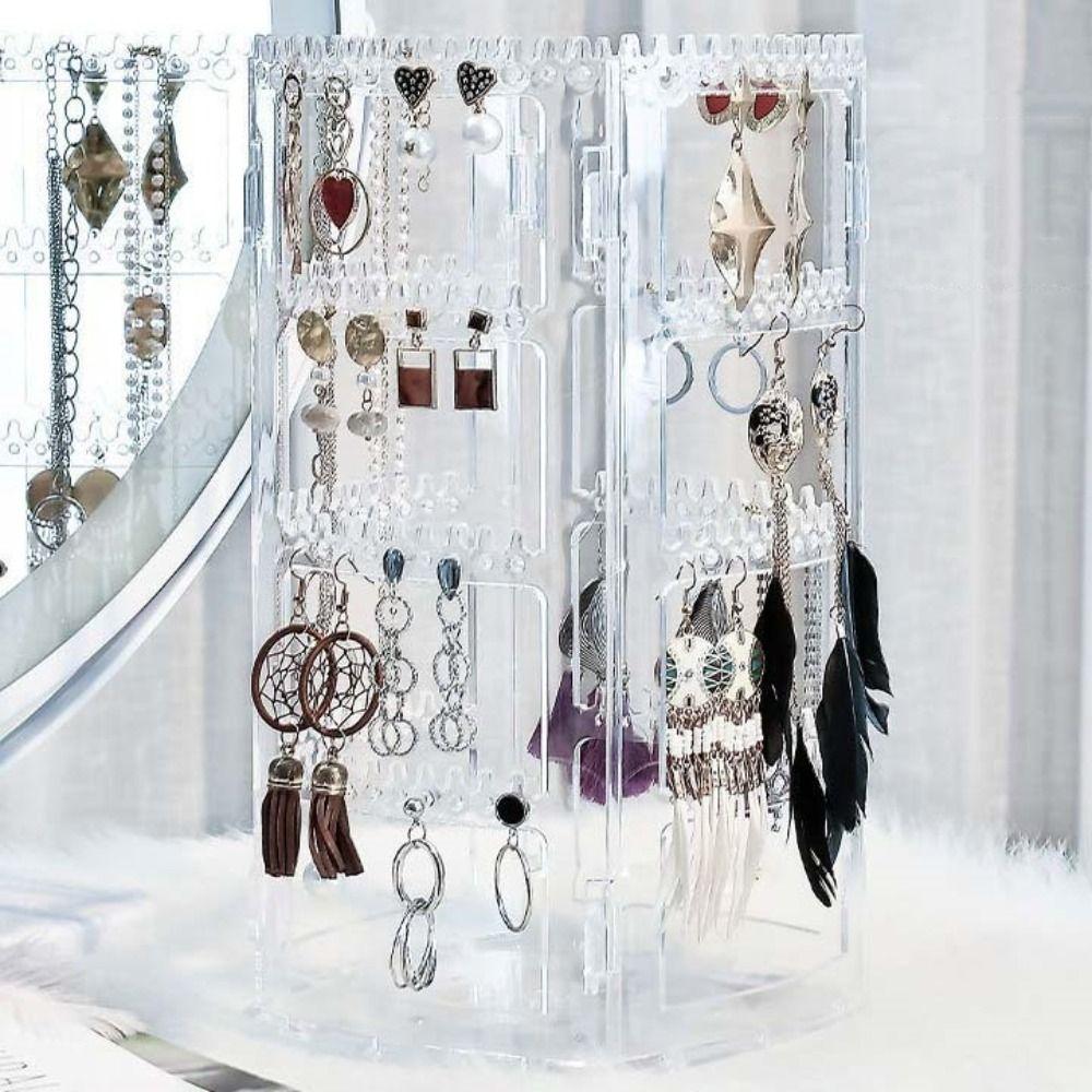 360 Degree Necklaces Rings Holder Rotating Jewelry Storage Box Earring Organizer