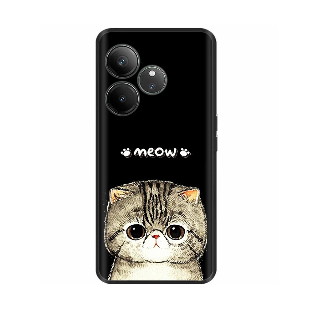 Для Realme GT 6 GT 6T Чехол Черный Силикон Роскошный Бампер Милый Мягкий ТПУ Чехлы Для Телефона Для Realme GT6 5G Чехол Оболочка Coque 6.78''