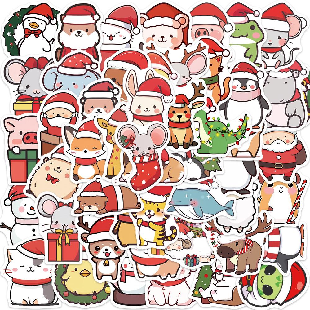50 Christmas Animal Graffiti Stickers Personalized Decoration Guitar Notebook Suitcase DIY Waterproof Stickers