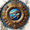 1pc Round Ancient Egyptian Eye of Horus Symbol Wall Artwork, 8-inch Wood Trim, Printed Mythological Symbols, Outdoor and Inte