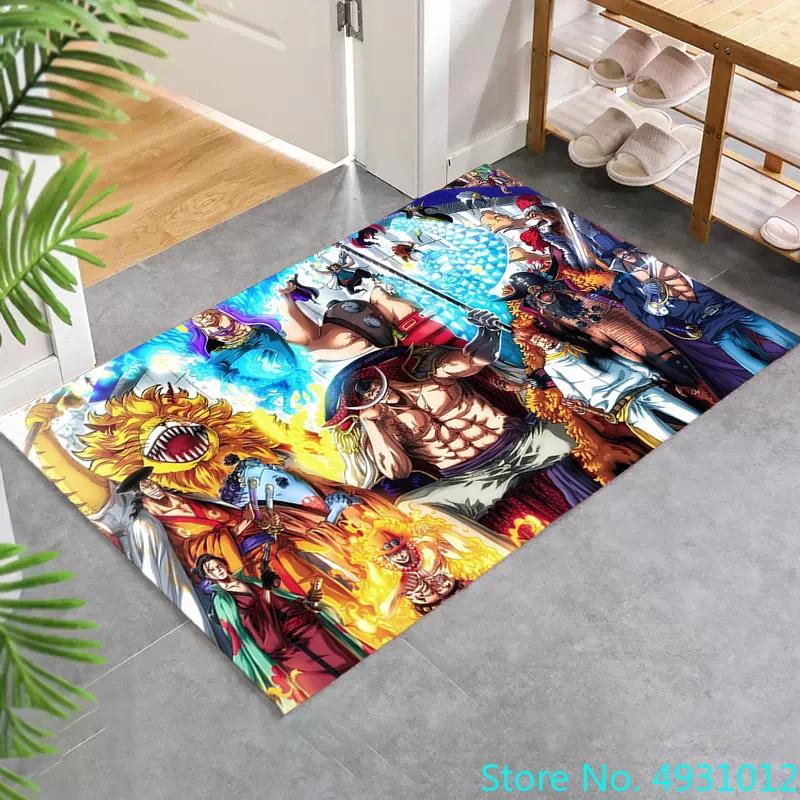 Creative 3D Cartoon Carpet Anime One Piece Ace Anime Print Living Room Bedroom Decoration Rug Children Anti Slip Crawling Mat