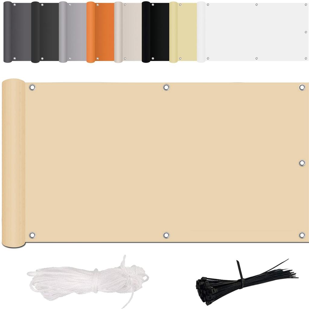 Экран для конфиденциальности на балконе, без сверления, от ветра и ультрафиолета, с монтажными принадлежностями, полиэстер, для перил балкона, патио и сада