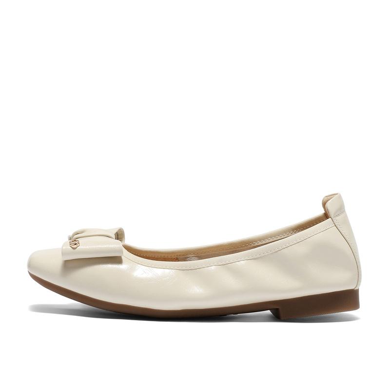 Senda Grandma Shoes Women's 2025 Autumn New Flat Bottom Shallow Mouth Single Shoes