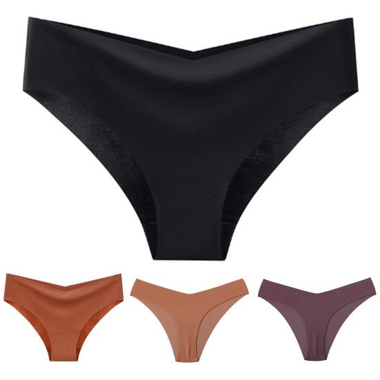 Women Panties Seamless Mid Waist Ice Silk Good Breathability Solid Color Slim Fit Thin Quick Dry Casual Sport Underpants Lady Briefs