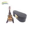 1:12 Scale Miniature Wooden Guitar With Leather Case Dollhouse Decor Realistic Musical Instrument Model Collectors