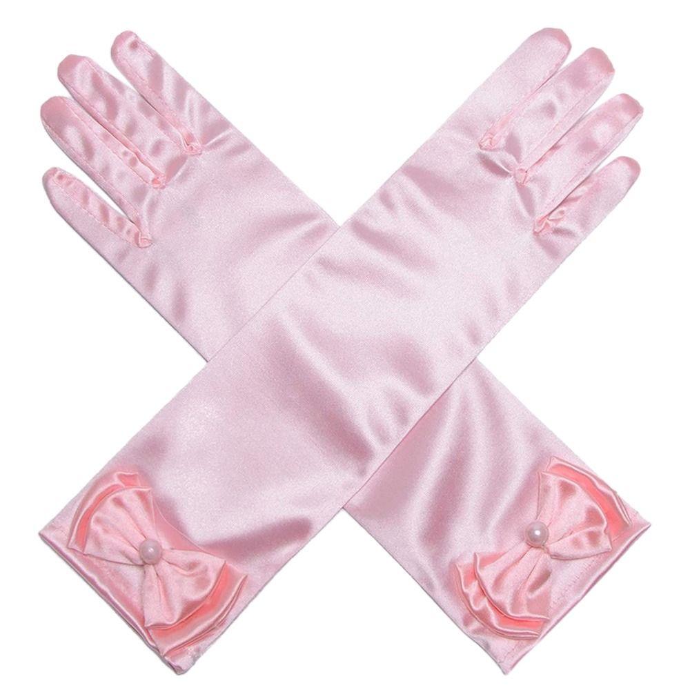 Satin Sequins Stage Gloves Children Long Gloves Full Finger Mittens Princess Skirt Accessories