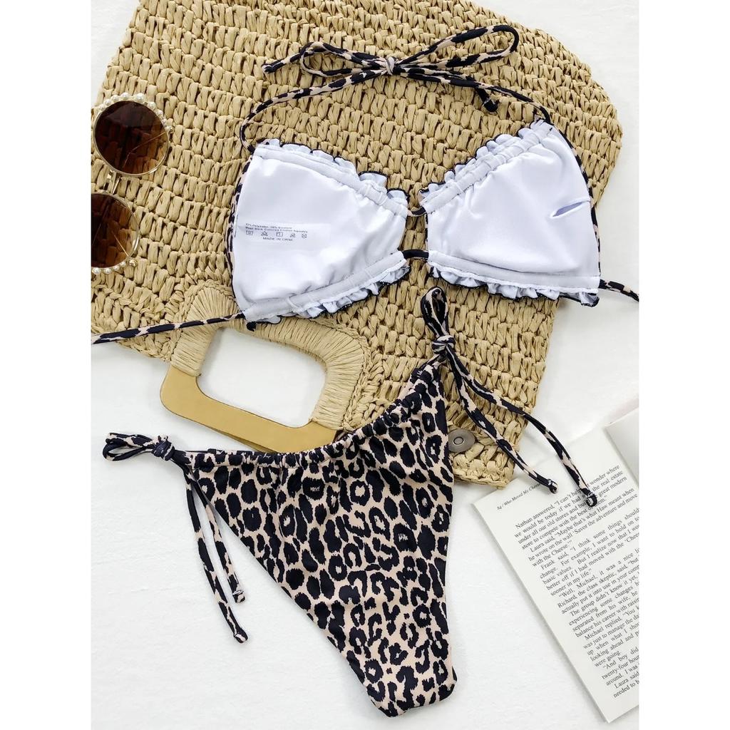 2024 Sexy Ruffle Frill Bikini Solid Swimwear Women Swimsuit Female Bikini Set Brazilian Bathing Suit Beachwear Swim Lady Bathers