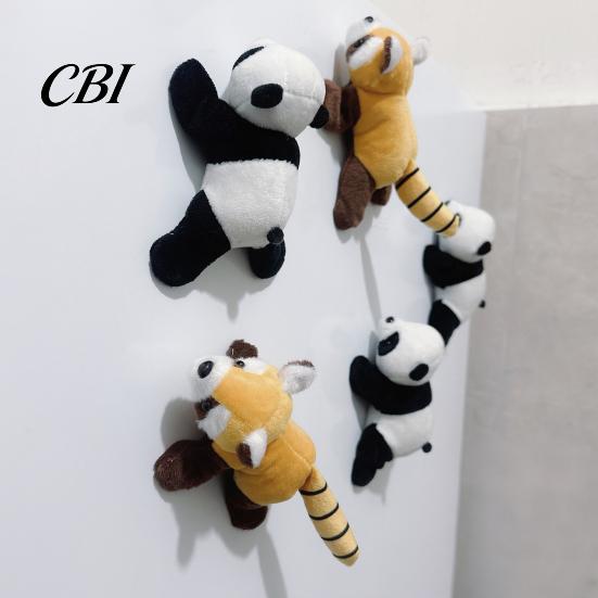 Animal Fridge Decor Plush Magnet Decoration, Stuffed Panda Magnetic Ornament, Raccoon Shape Refrigerator for Home Kitchen