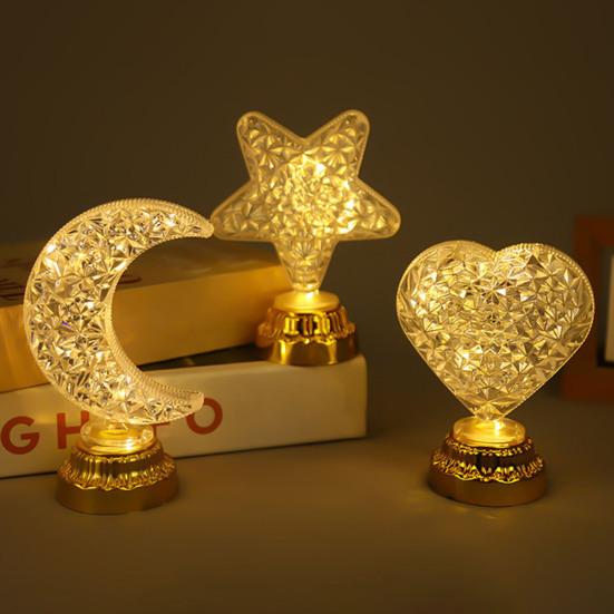 Rechargeable Night Light Stepless Dimmable Touch Lamp with USB Port Moon Star Heart Shape Bedside Lamp