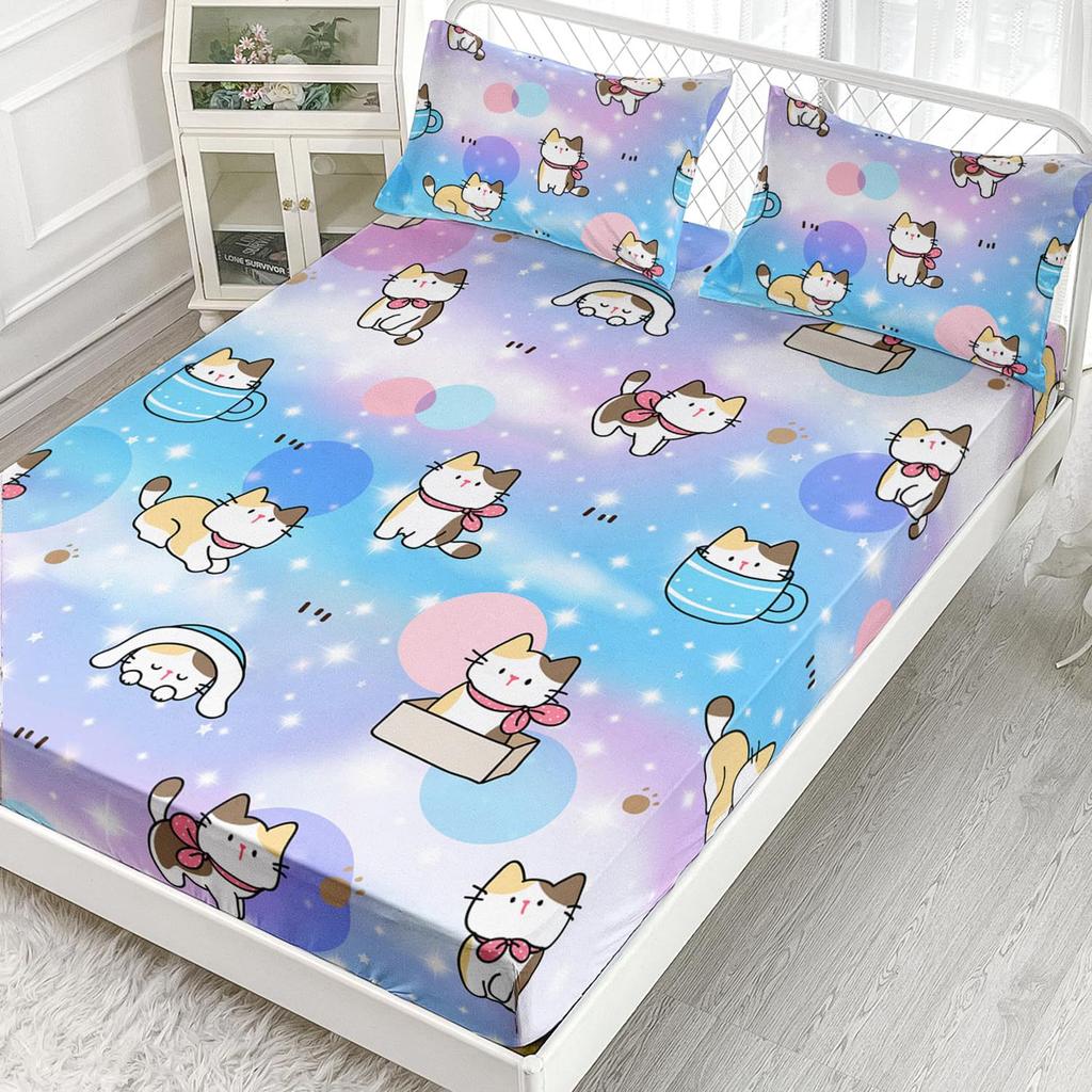 Постельное белье с мультяшным узором животных, шапка на кровать из трех частей, постельное белье с цифровой печатью, комплект из трех частей, для детей и взрослых