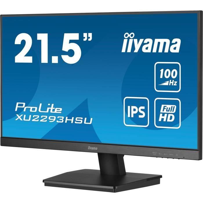 Écran PC - IIYAMA - XU2293HSU-B7 - 21,5" FHD - IPS - 100Hz - 1ms - HDMI/DP - USB HUB - Haut-parleurs - Noir