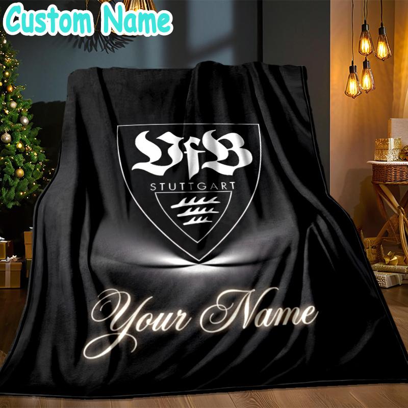 Custom Name Vfb Stuttgart Mascots Throw Blanket - Perfect for Couch, Bed, Office, and outdoor Travel - Ideal Gift for Christmas & Holidays