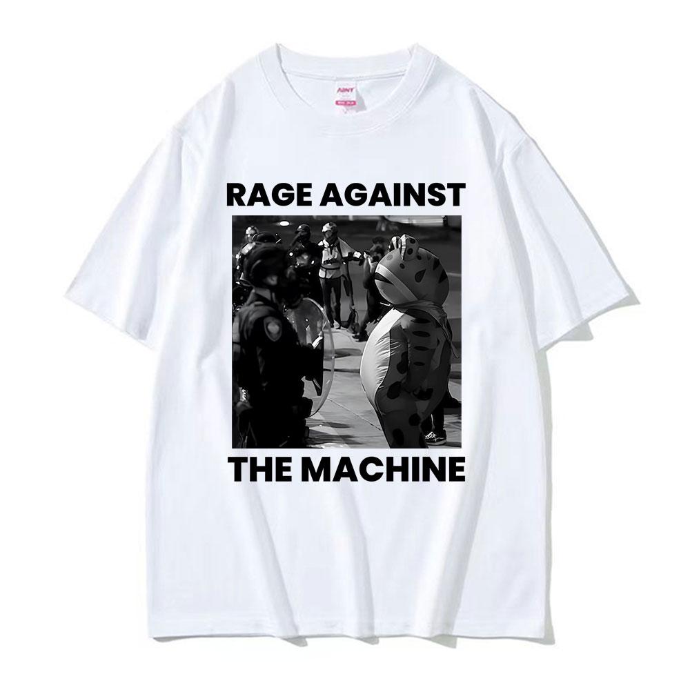 Смешные Футболки с Мемом Лягушка Протеста Rage Against The Machine Мужская Женская Одежда 100% Хлопок Летняя Высококачественные Футболки Уличная Мода