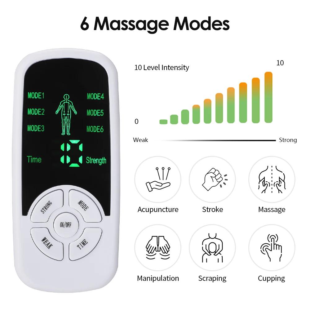 Multifunctional EMS Tens Unit 6 Modes Electric Muscle Therapy Stimulator for Neck Back Pain Relief Meridian Massager