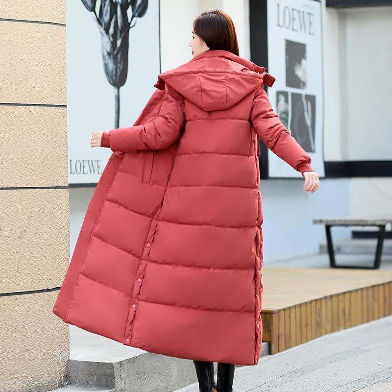 Women's extended cotton-padded clothing autumn and winter loose large-size women's clothing over the knee thickened jacket women's cotton clothing