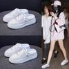 Ins Breathable Mesh White Shoes Women's 2025 Summer New Korean Version Student Half-tray Mesh Shoes Platform Casual QM12