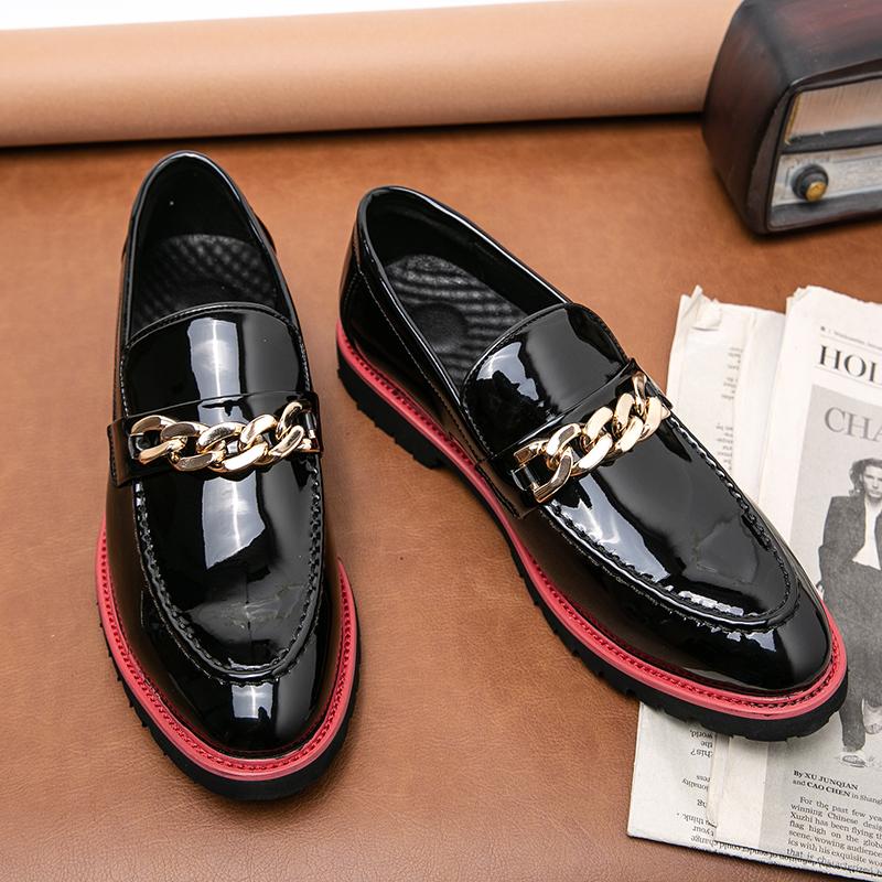 High-end Black Leather Shoes Italian Luxury Brand Loafers Men's Slip-on Leather Casual Shoes Business Thick-soled Comfortable