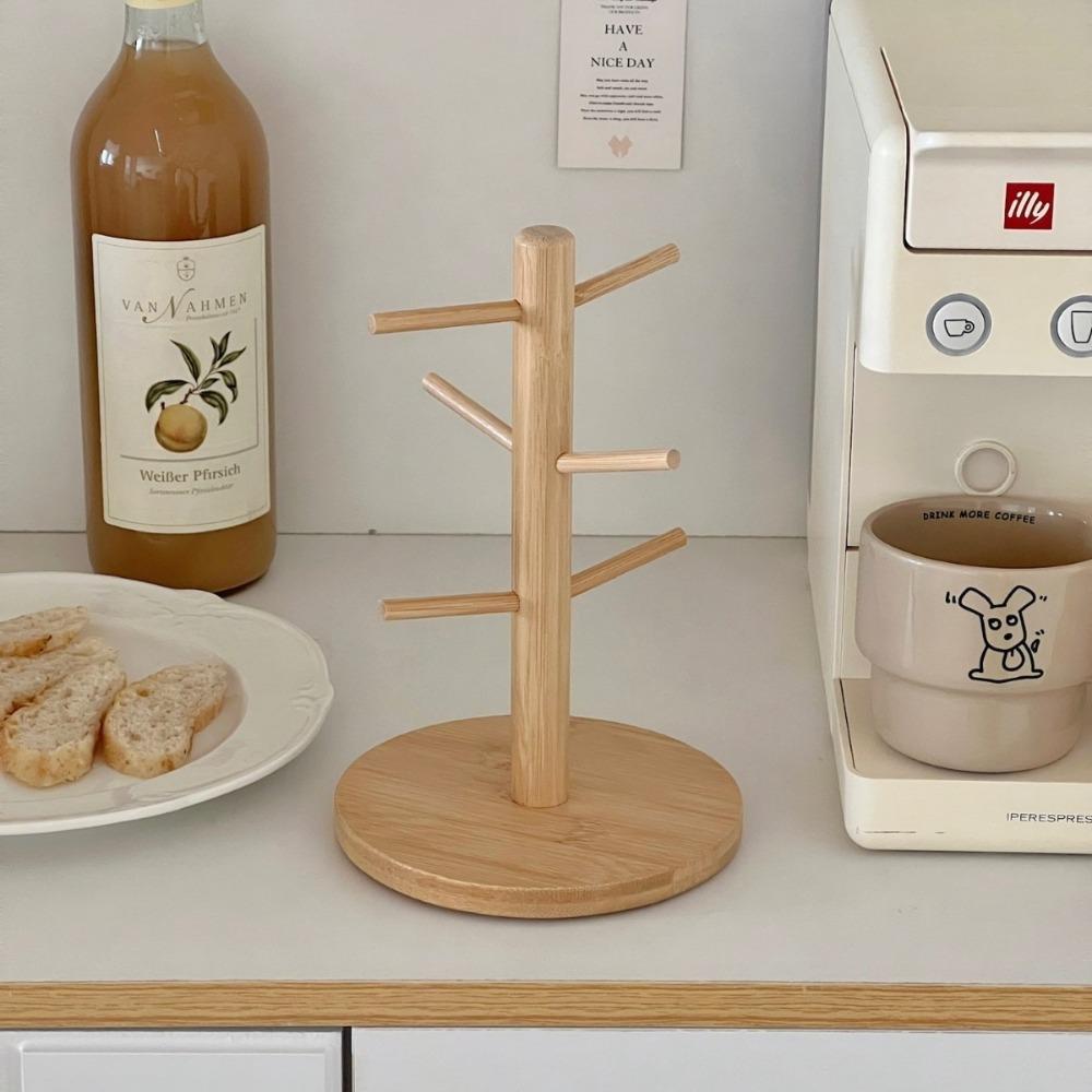 6 Hooks Coffee Cup Holder Wooden Coffee Mug Rack New Mug Holder Tree  Countertop Decor