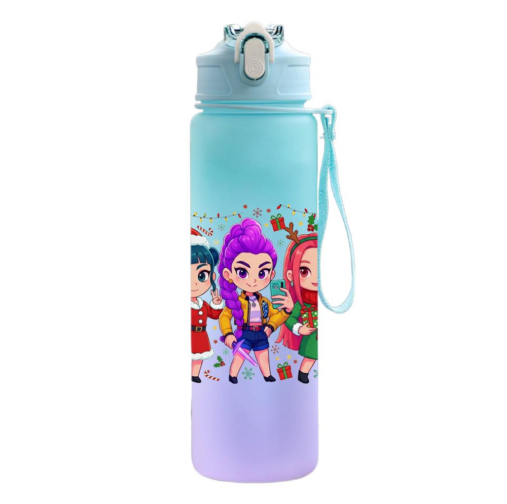 750Ml Water Bottle Cartoon Christmas K-Pop Demon Hunters Printed Large Capacity Drinking Cup Portable Outdoor Sports Water Cup Children Kid Gift