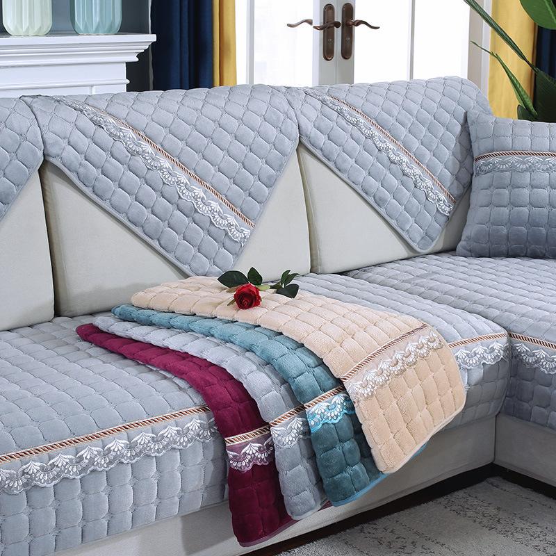 Thick Plush Sofa Cover Protector Non-slip Couch Cover Modern Flannel Sofa Covers For Living Room 3-seater Sofas And Armchair