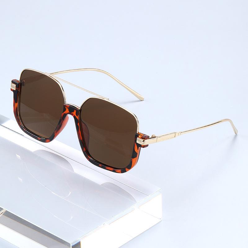 Женские модные квадратные солнцезащитные очки с двойным мостом - Трендовый европейский и американский уличный стиль