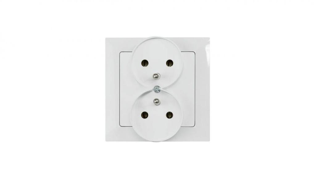 Flush-mounted double socket 2X2P+Z for frame, white fields, 33028