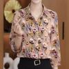 Women  Floral Printed Long Sleeved Women Blouse Shirt Fashion Single Breasted Turndown Collar Shirts
