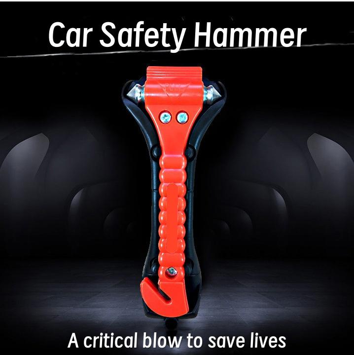Car Emergency Escape Window Breaker with Reflective Tape and Seat Belt Cutting Hammer, Multifunctional Hammer, Red,Yellow, Pink