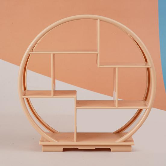 Yousheng Miniature Display Shelf Chinese Style Furniture Round Decorative Shelf Ornament for 1:12 Dollhouse Miniature Model
