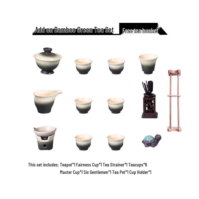 Chaxun Black Gold Stone Tea Tray and Tea Set