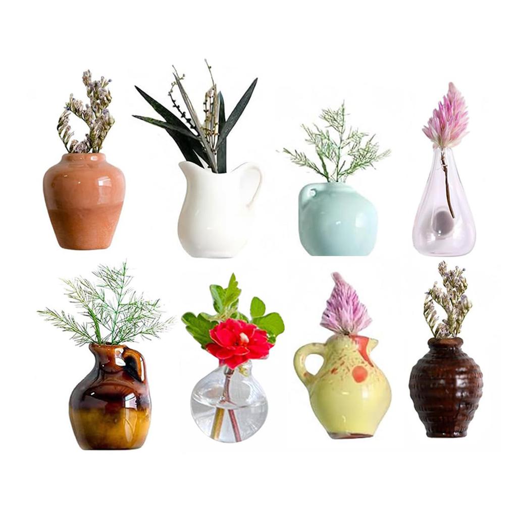Cute Small Ceramic Vase Refrigerator Stickers 3D Cute Plant Vase Refrigerator Stickers For Kitchen Decoration Without Flowers