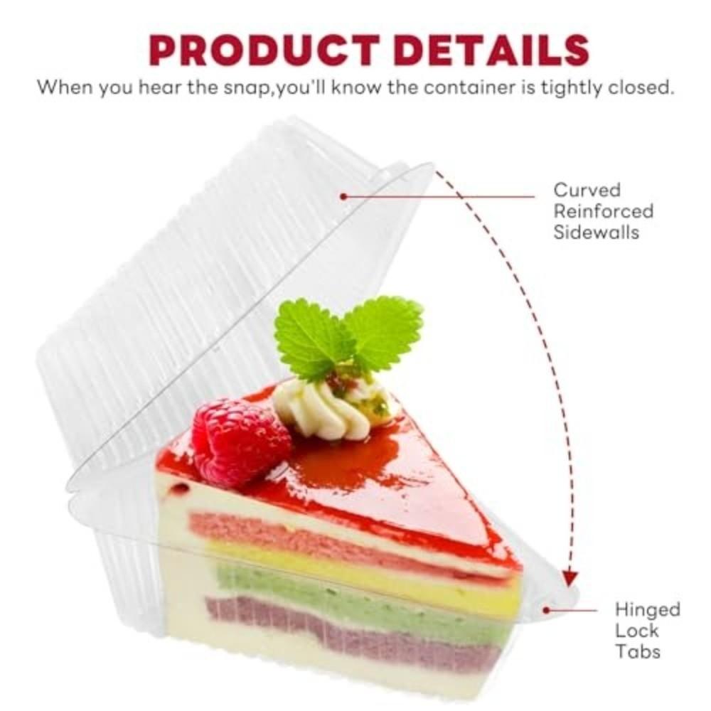 50 шт. ПЭТ пластиковых контейнеров для кусочков торта, одноразовые коробки для упаковки пирогов, контейнеры для десертов, для использования в пекарнях