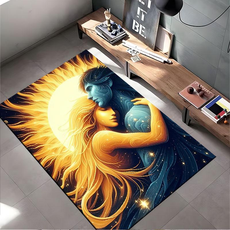 Sun and Moon Embrace Carpet suitable as a non-slip mat for the living room or bedroom sofa
