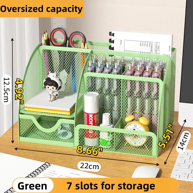 1 настольный органайзер, органайзер для канцелярских принадлежностей, настольный держатель для карандашей, сетчатый канцелярский дневник, 7 отделений и мини-ящиков, многоцветный