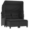 Vidaxl 2-Os. Sofa Ogrodowa Z Daszkiem I Podnóżkami, Czarna, Rattan Pe